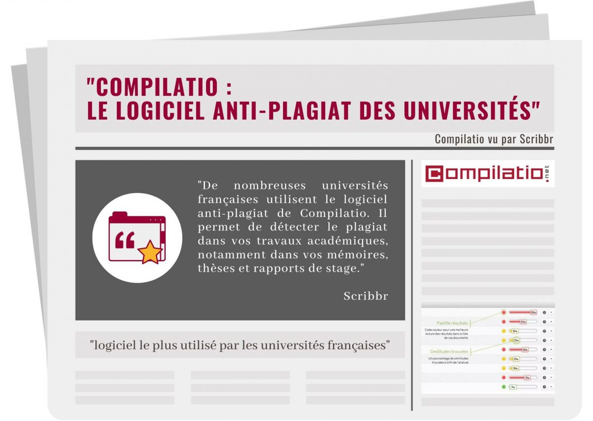 Scribbr l'affirme : "Compilatio : le logiciel anti-plagiat des universités"