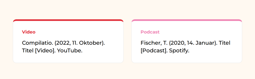Ein Video oder einen Podcast APA zitieren