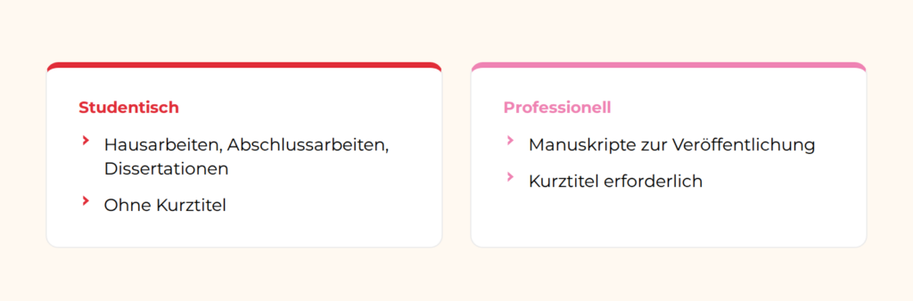 APA Studierenden-Deckblatt vs. Professionelles Deckblatt