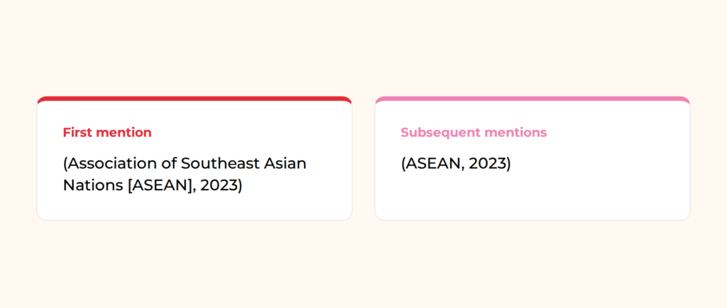 Citing an organisation or institution in APA style format